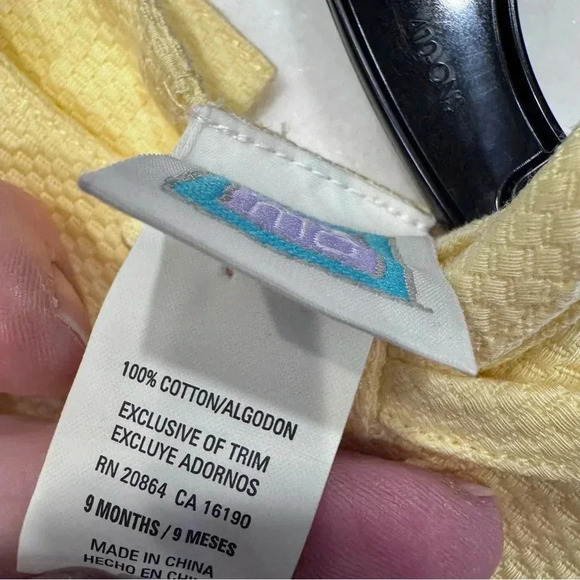 NWT Little Me Infant Girls cotton dress Yellow W/embroidered flowers 9 Months - Picture 7 of 13